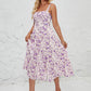 French-style Slip Dress With Side Slit And Print For Women