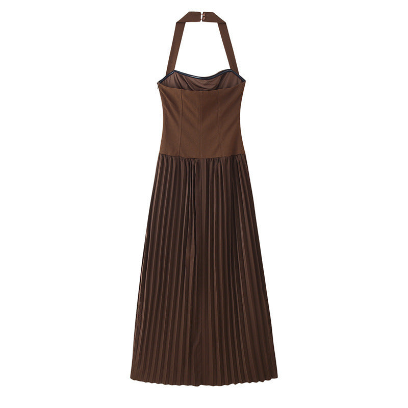 Halter Tube Top Pleated Long Dress