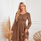 Robe trapèze à manches longues et col rond avec poche