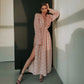 Deep V-neck Lace-up Waist Side Slit Floral Dress