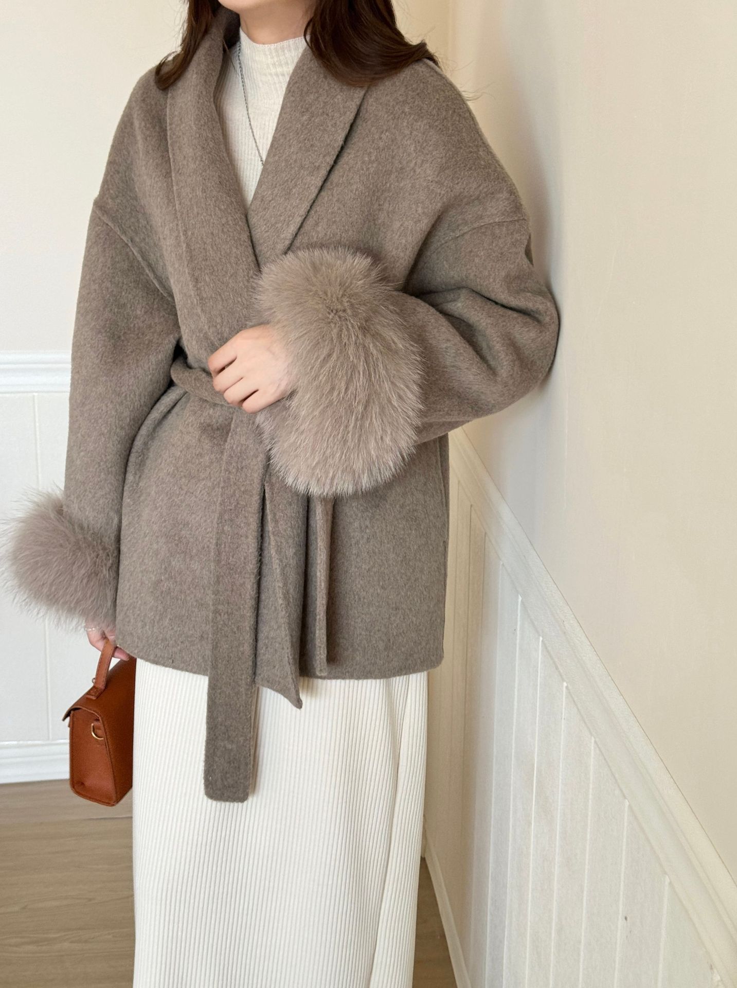 Manteau réversible en cachemire Advanced Sense avec haut noué sur le devant