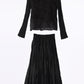 Solid Color Embroidered Long-sleeved Top Handmade Pleated Two-piece Overskirt Suit