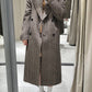 Retro Wild Long Houndstooth Woolen Coat