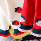 Girls strawberry lapel sweater cardigan