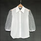 Mesh puff sleeve off-the-shoulder top