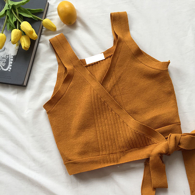Solid color lace knitted camisole