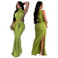 Robe-jupe sexy sans manches fendue sur le côté, couleur unie, tendance