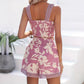 New Summer Floral Print Suspender Top And Shorts