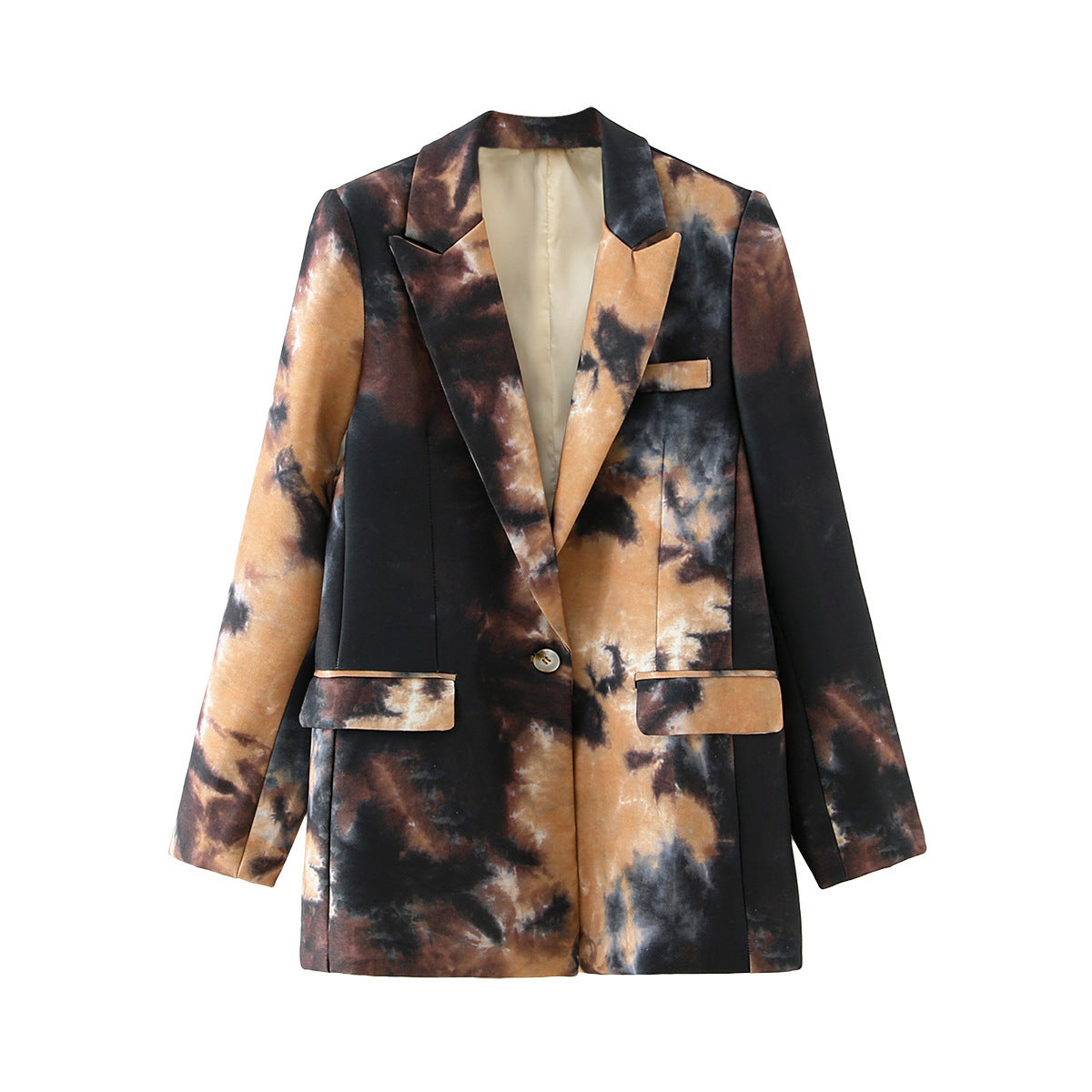 Vintage ink graffiti one button suit jacket