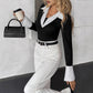 Women's Knit Fake Two-Piece Long Sleeve T-Shirt