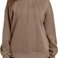 Pull ample et décontracté à col rond et plissé pour femme