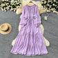 Designer-style Irregular Ruffled Patchwork Dress