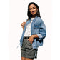 Veste en jean ample avec cordon de serrage pour femme