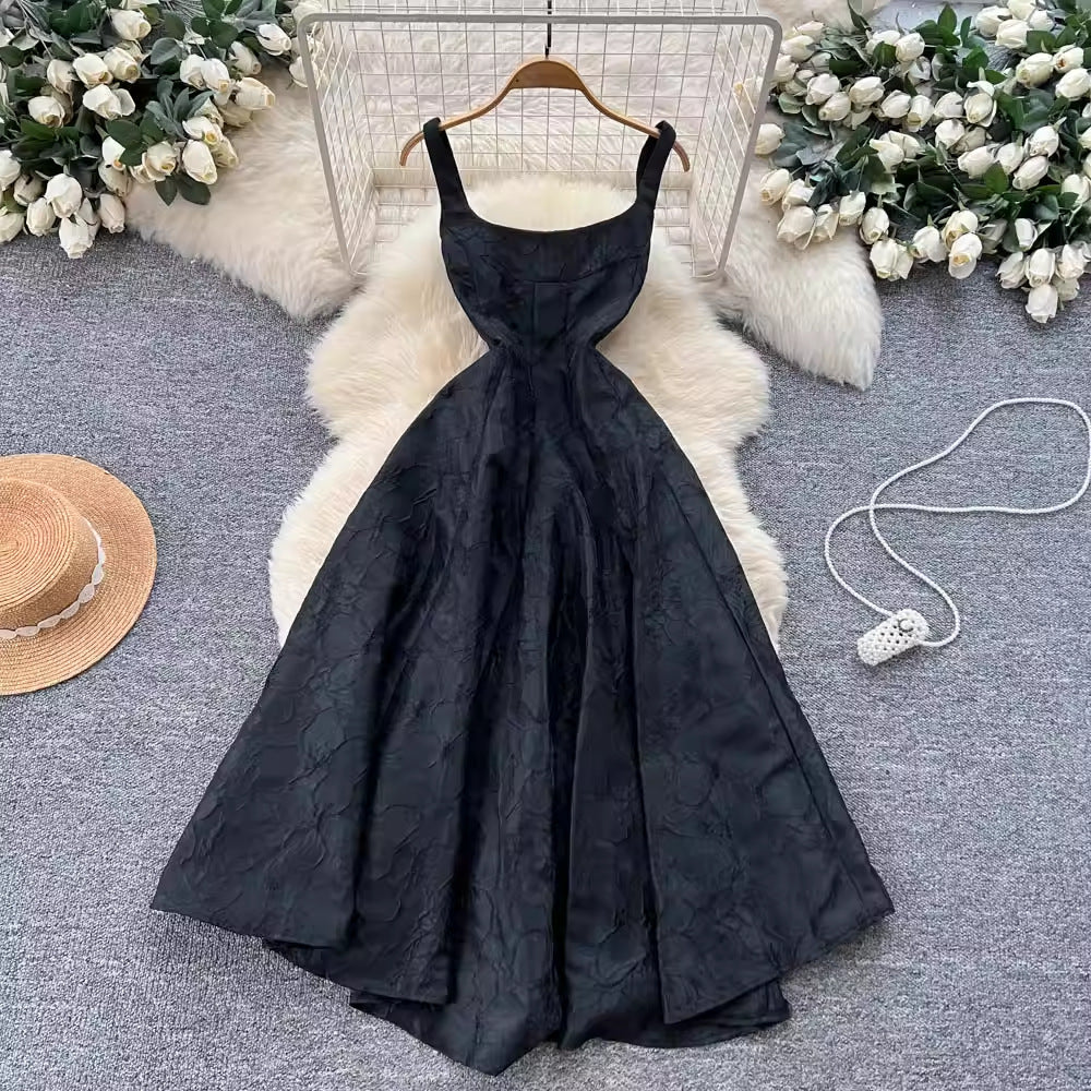 Jacquard Slip Dress Womens Sophisticated High-waist Figure-flattering Style