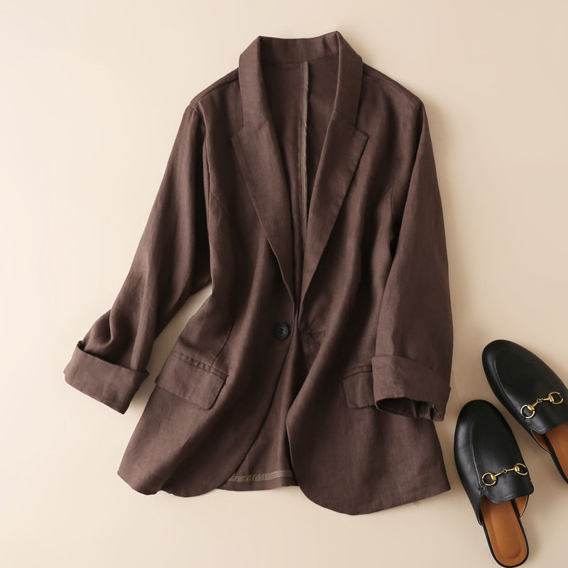 Threequarter Sleeve Cotton And Linen New Spring And Summer Allmatch Ladies Suit