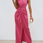 Summer Elegance Kinked Sleeveless V-neck Slit Dress