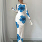 Women's Off Shoulder Printed Cross Body Sheath Dress