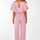 Short sleeve women's jumpsuit with lace button