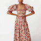 Casual Print Top Square Collar Skirt Two-piece Suit