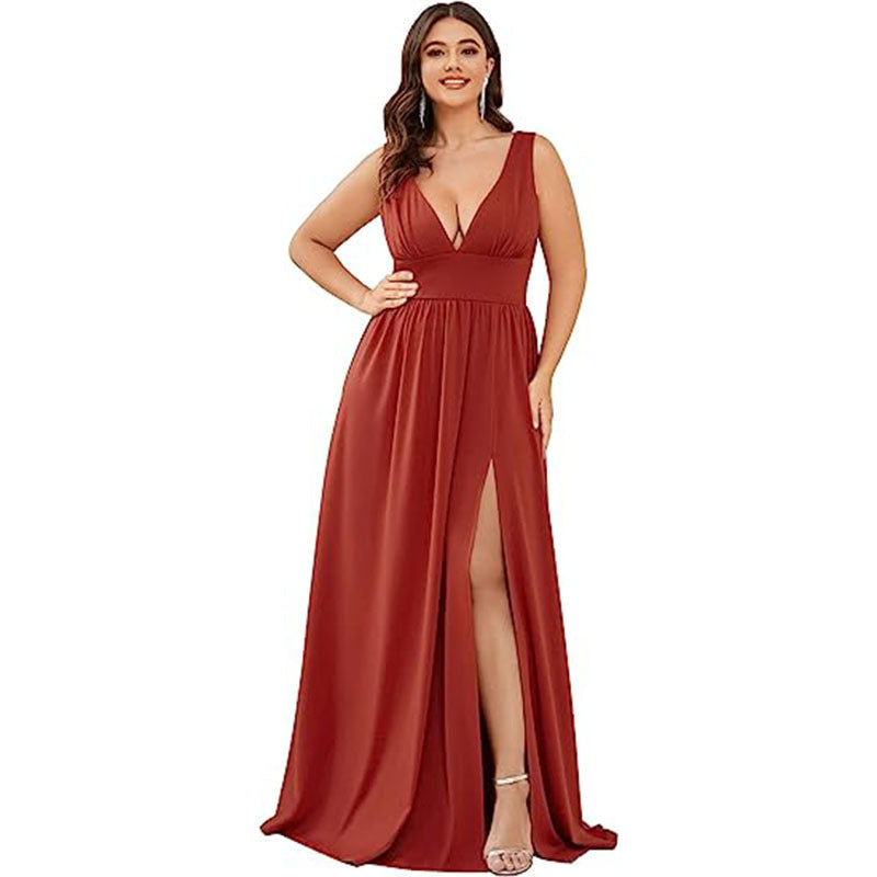 Robe trapèze ample sans manches à col en V profond