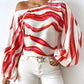 Off-neck Printed Loose-fitting Women's Shirt