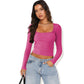 Slimming Slim Lace Stitching Top U-neck Bottoming Shirt