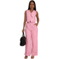 Stylish Minimalist Sleeveless Wide Leg Womens Suit