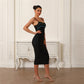 Robe de soirée à bretelles en strass