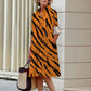 Stripe 3D Digital Printing Animal Grain Loose Dress