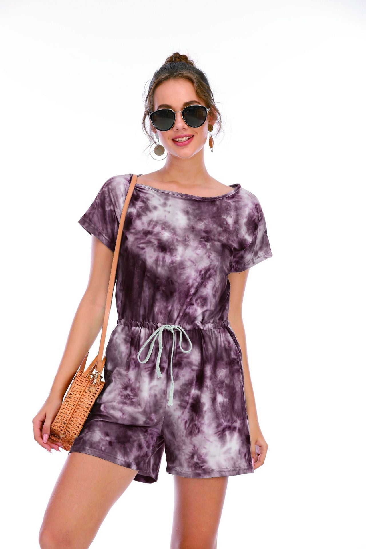 European And American Women's Short Tie-dye Jumpsuit