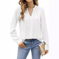 Temperament Commute Long Sleeve Solid Color Sweet Top Women's V-neck Design