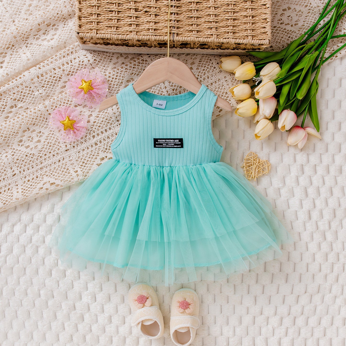 Summer Solid Color Sleeveless Mesh Dress