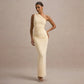 New Solid-color Ruched Off-shoulder Elegant Dress