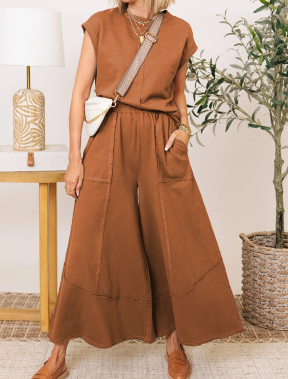 Sleeveless Colorblock Pocket Women's Suit