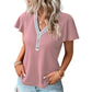 Waffle V-neck Short-sleeved T-shirt