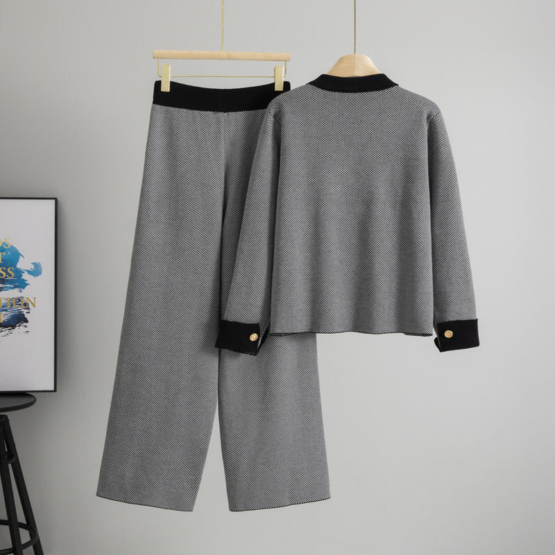 Classic Style Fashion Women's Temperament Coat Wide-leg Pants Two-piece Set