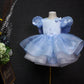 Blue For Children Short Butterfly Dress New Bubble Skirt