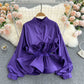 Ruffled Waist Temperament All-match Ladies Shirt Trend