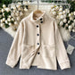 Lamb Wool Jacket Lady With High Collar Button