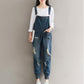 Bavoir en jean ample de grande taille avec broderie rétro littéraire 