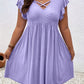 Womens V-neck Hollow-out Short-Sleeve Blouse Dress