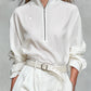 Elegant High Quality Zip Up Collar Long Sleeved Shirt And Wide Leg Pants Set
