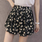 Chiffon large size wide leg pants half length loose printed shorts