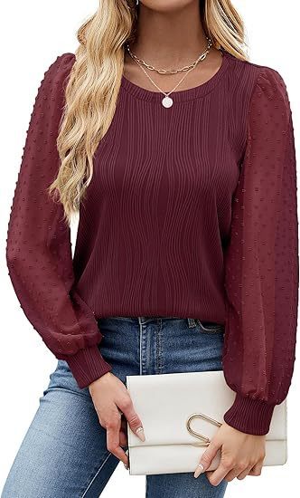 Women's Round Neck Chiffon Puff Sleeve Fashion