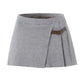 Slim Breasted Knitted Cardigan High Waist Leather Ring Pleated Skirt