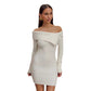 Dress Sweater Women's Long-sleeved Off-neck Knitted Tight Skirt