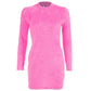 Robe sexy à col montant et sac slim en peluche 