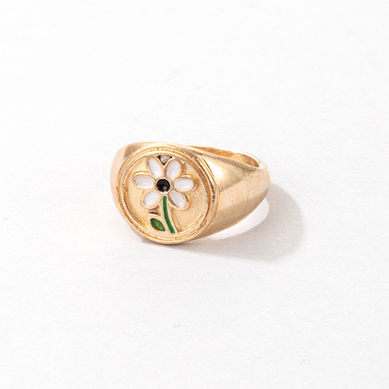 Cute Cartoon Dripping Oil Ins Wind Color Multi-element Single Ring