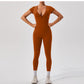 European And American Nude Feel Short Sleeve Yoga Jumpsuit