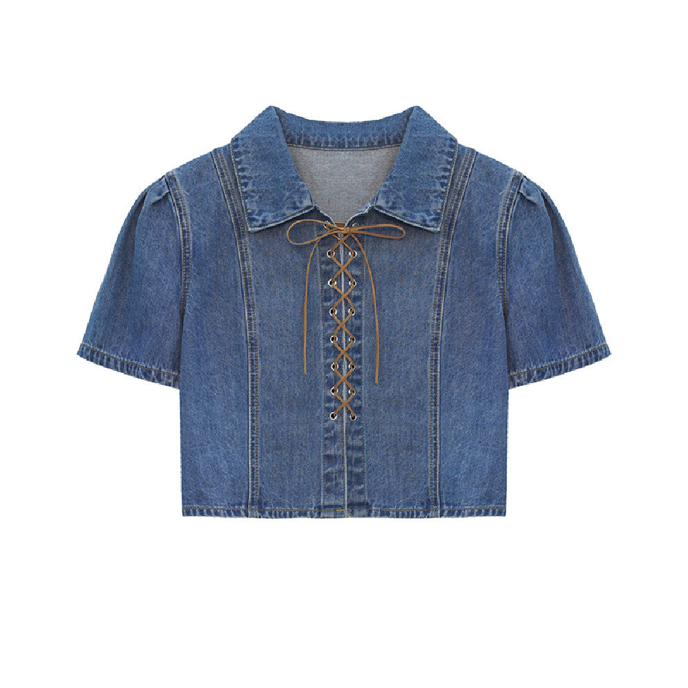Vintage Denim Tied Shirt Women's Summer